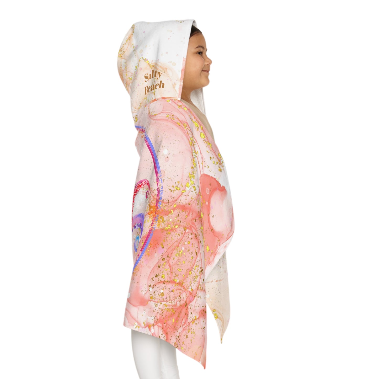 Youth Octopus Hooded Towel peach