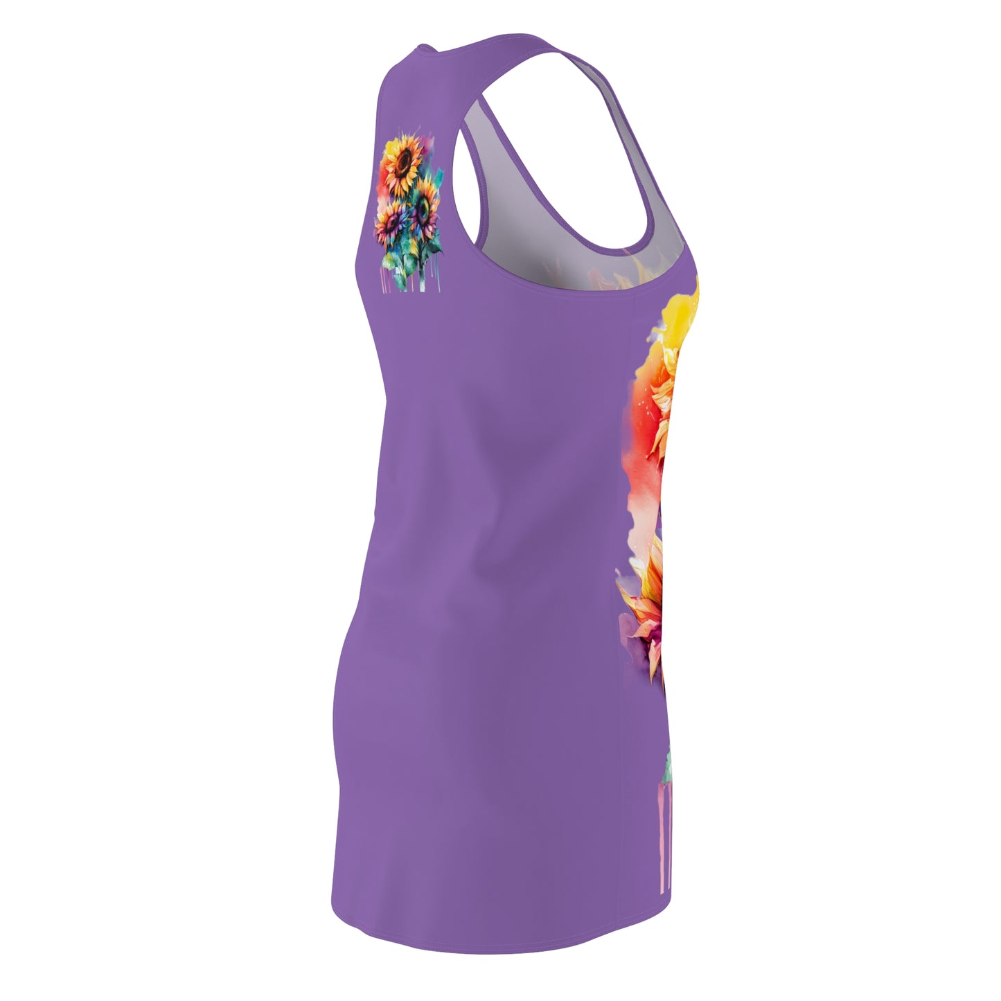 Multi-Color Sunflower Women's Cut & Sew Racerback Dress Purple