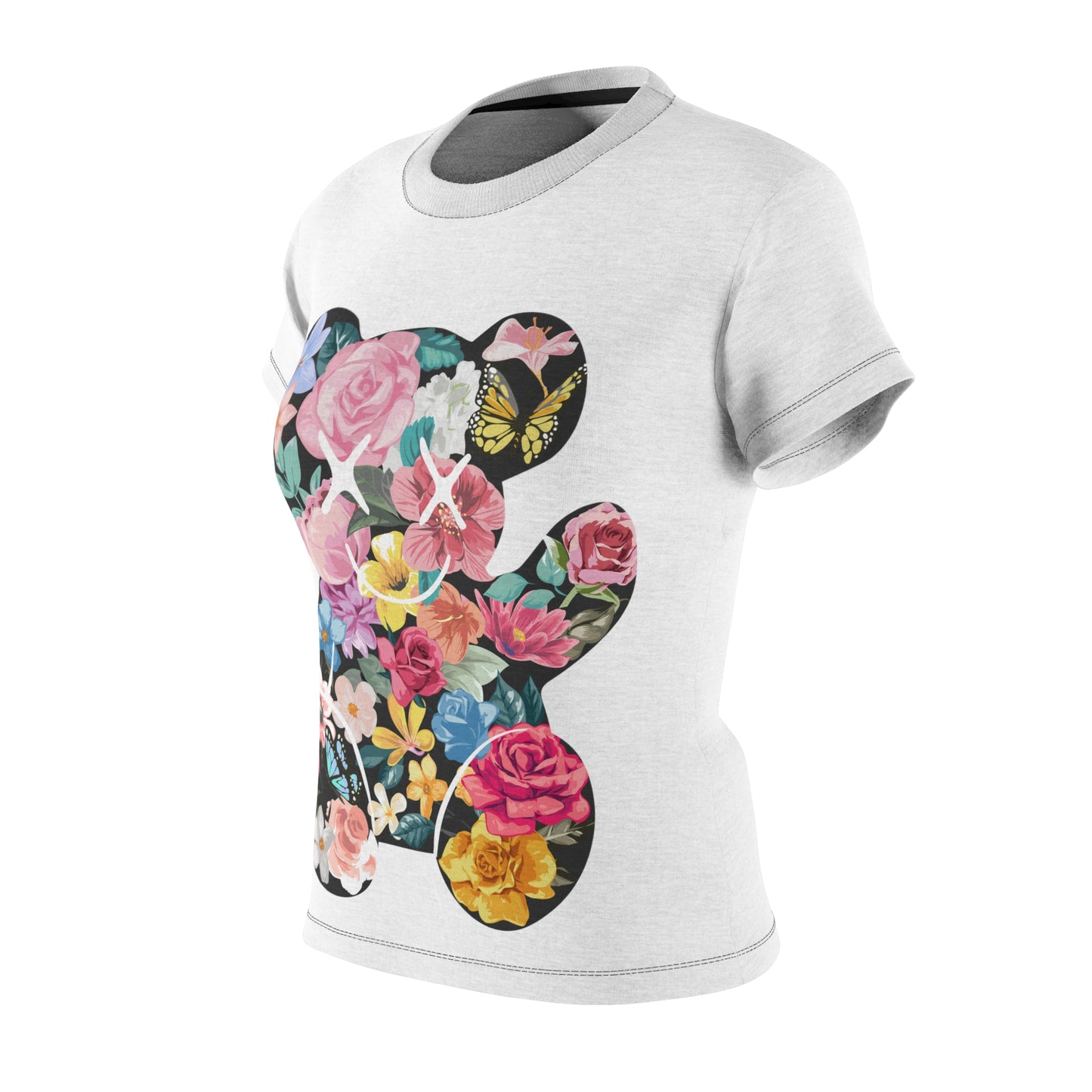 Custom Women's Bearurban Flower Bears Cut & Sew Tee (AOP) Streetwear white