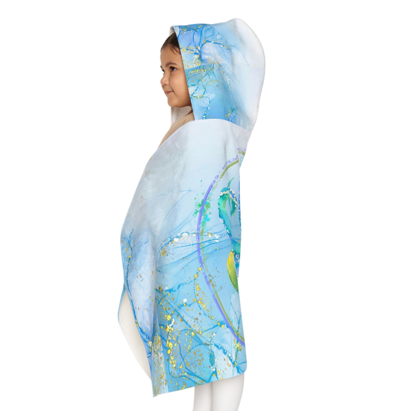 Youth Octopus Hooded Towel blue