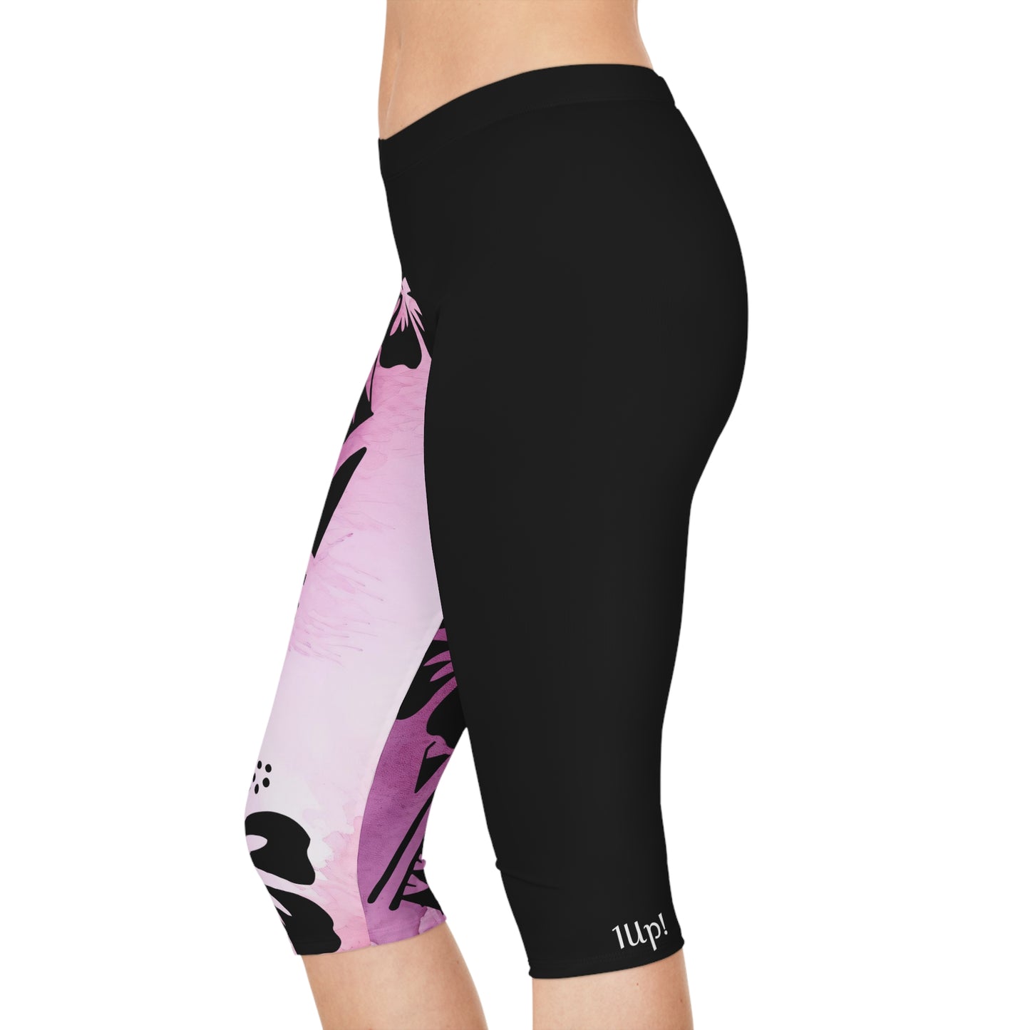 Polynesian Tribal Women's Capri Leggings pink dye 1Up! Everyday