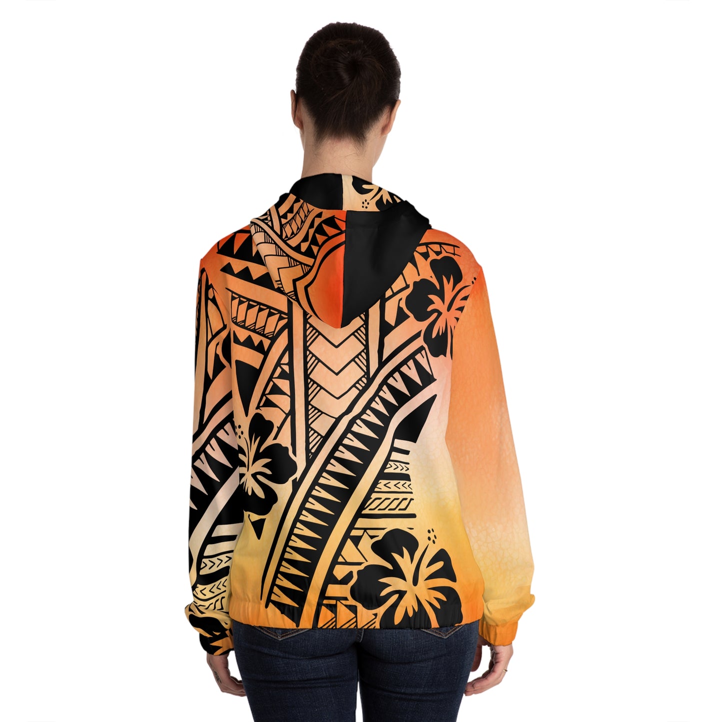 Polynesian Tribal Women’s Full-Zip Hoodie orange dye 1Up! Everyday