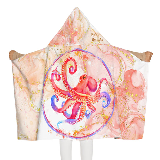 Youth Octopus Hooded Towel peach