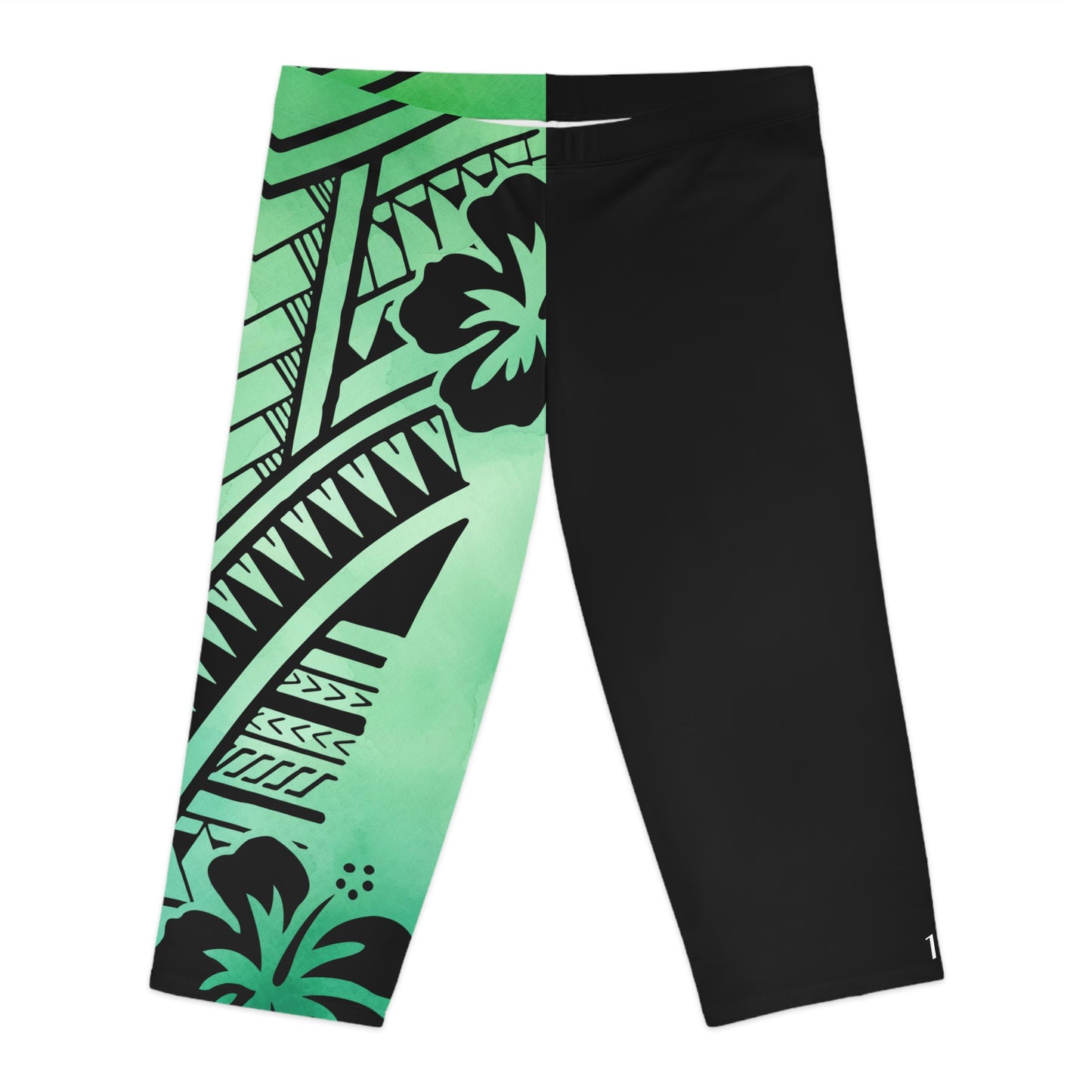 Polynesian Tribal Women's Capri Leggings green dye 1Up! Everyday