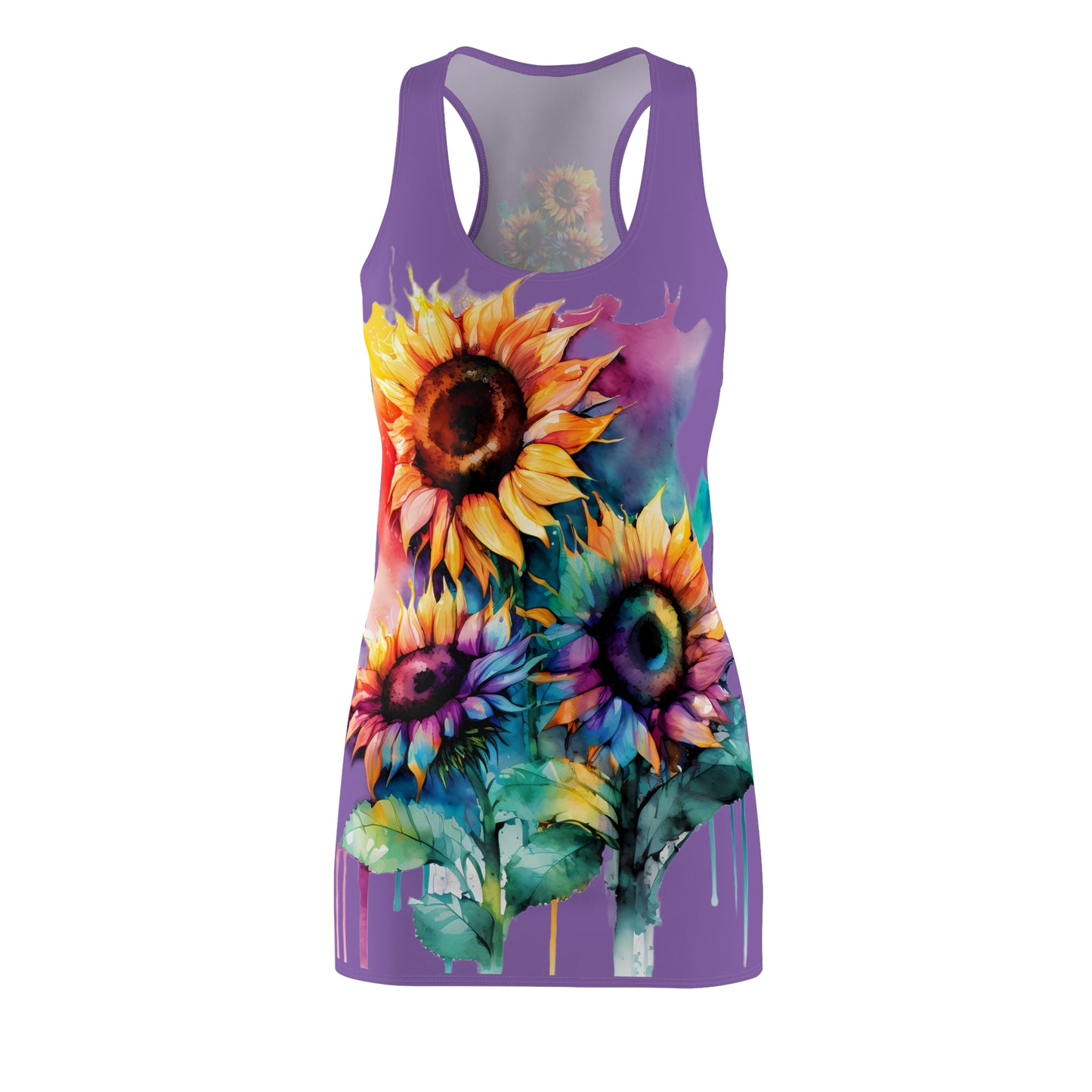 Multi-Color Sunflower Women's Cut & Sew Racerback Dress Purple