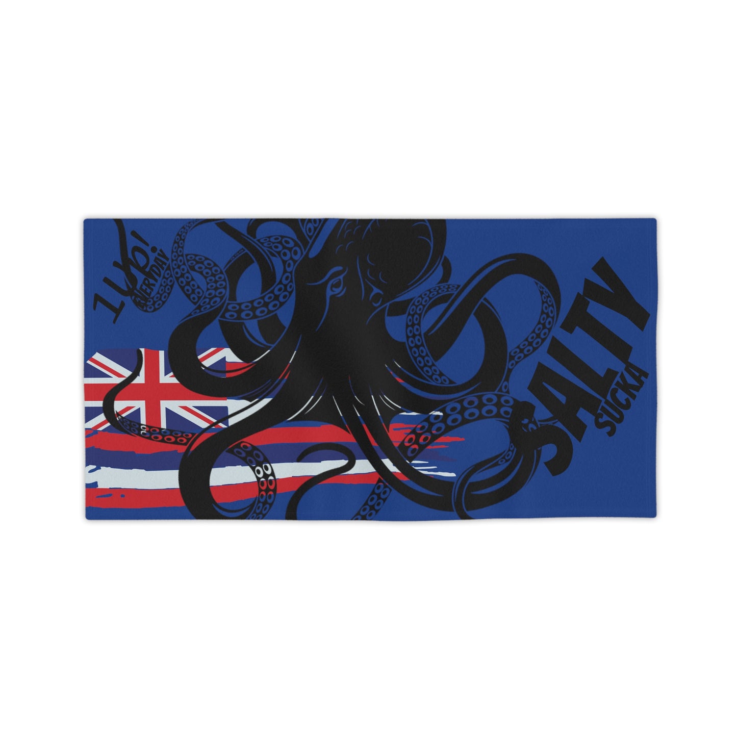 Hawaiian Octopus Beach Towels 1Up! 2 blue