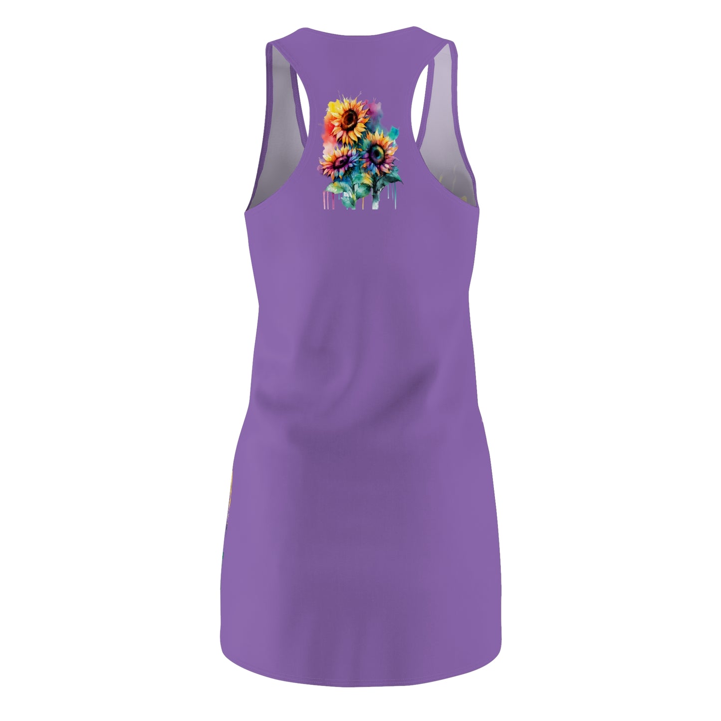 Multi-Color Sunflower Women's Cut & Sew Racerback Dress Purple