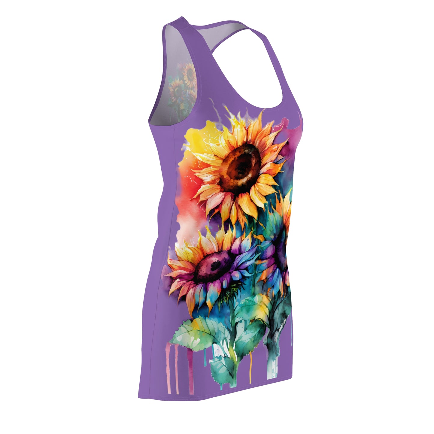 Multi-Color Sunflower Women's Cut & Sew Racerback Dress Purple