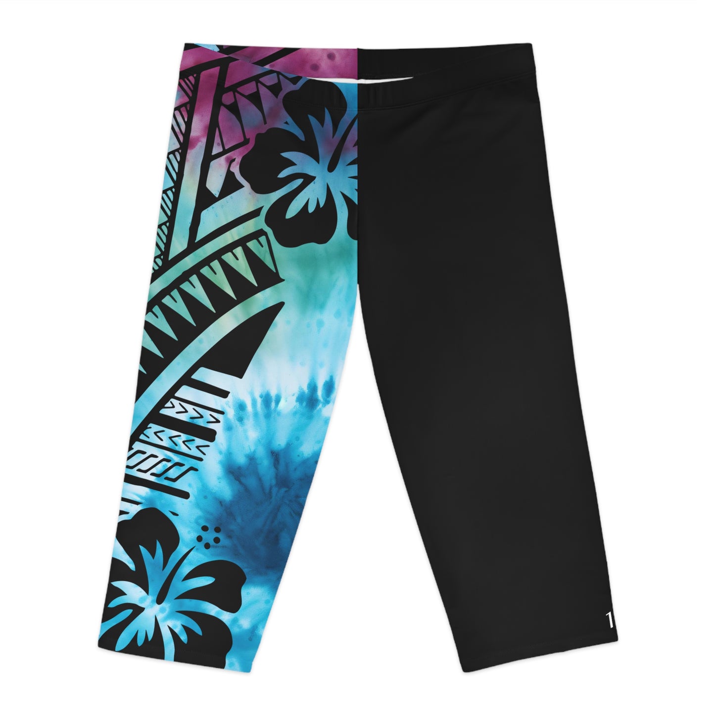 Polynesian Tribal Women's Capri Leggings blue dye 1Up! Everyday