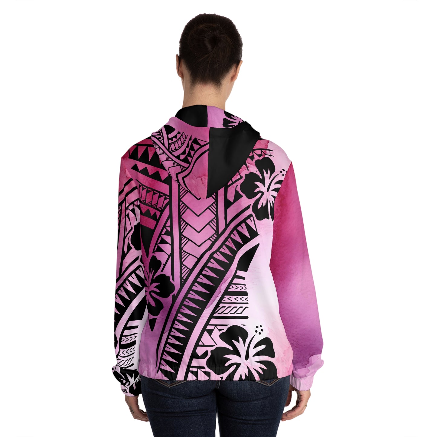 Polynesian Tribal Women’s Full-Zip Hoodie pink dye 1Up! Everyday