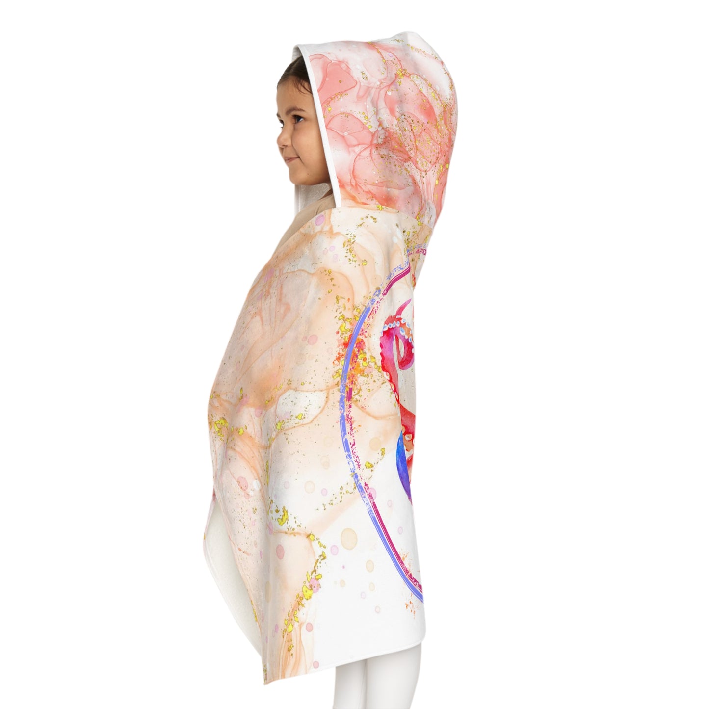 Youth Octopus Hooded Towel peach