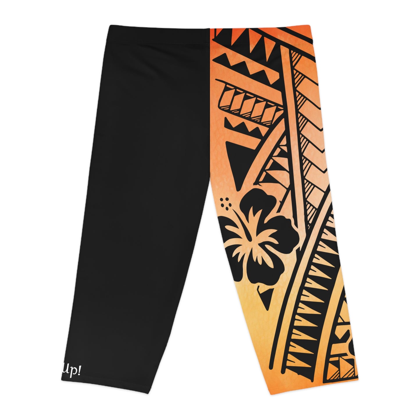 Polynesian Tribal Women's Capri Leggings orange dye 1Up! Everyday