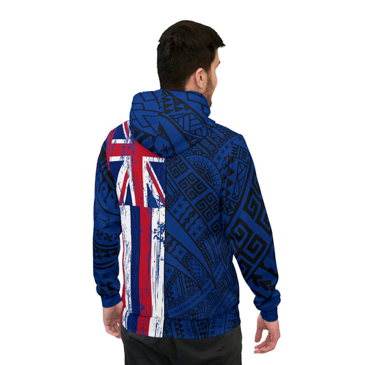 Polynesian Tribal w/ Hawaiian Flag Athletic Hoodie (AOP) 1Up! 4 blue