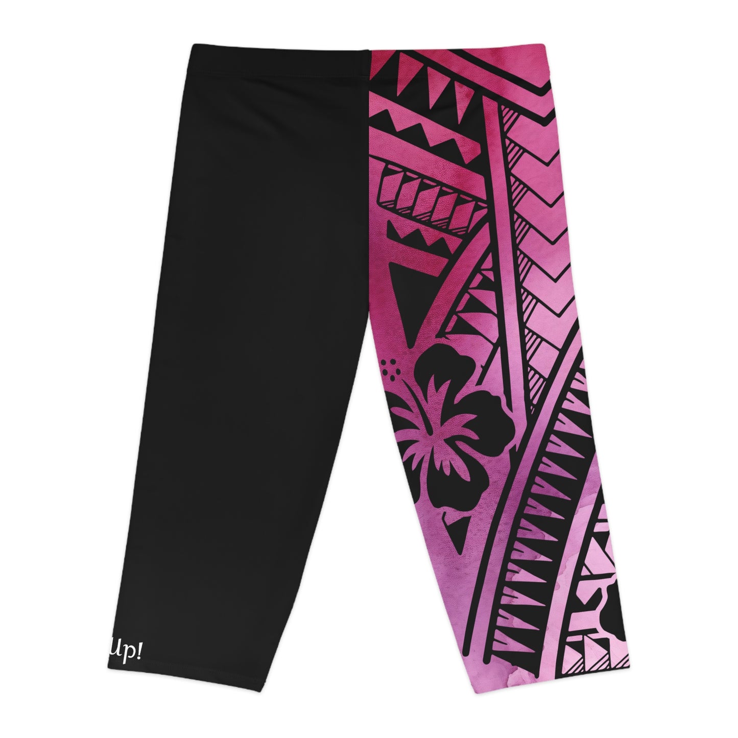 Polynesian Tribal Women's Capri Leggings pink dye 1Up! Everyday