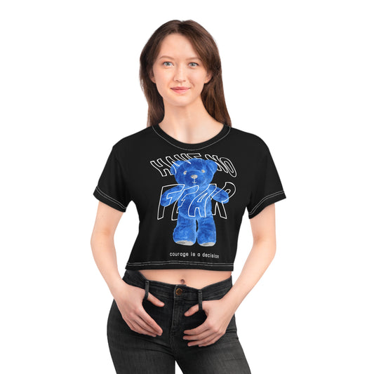 Custom Women's Bearurban no fear Crop Tee (AOP) Streetwear