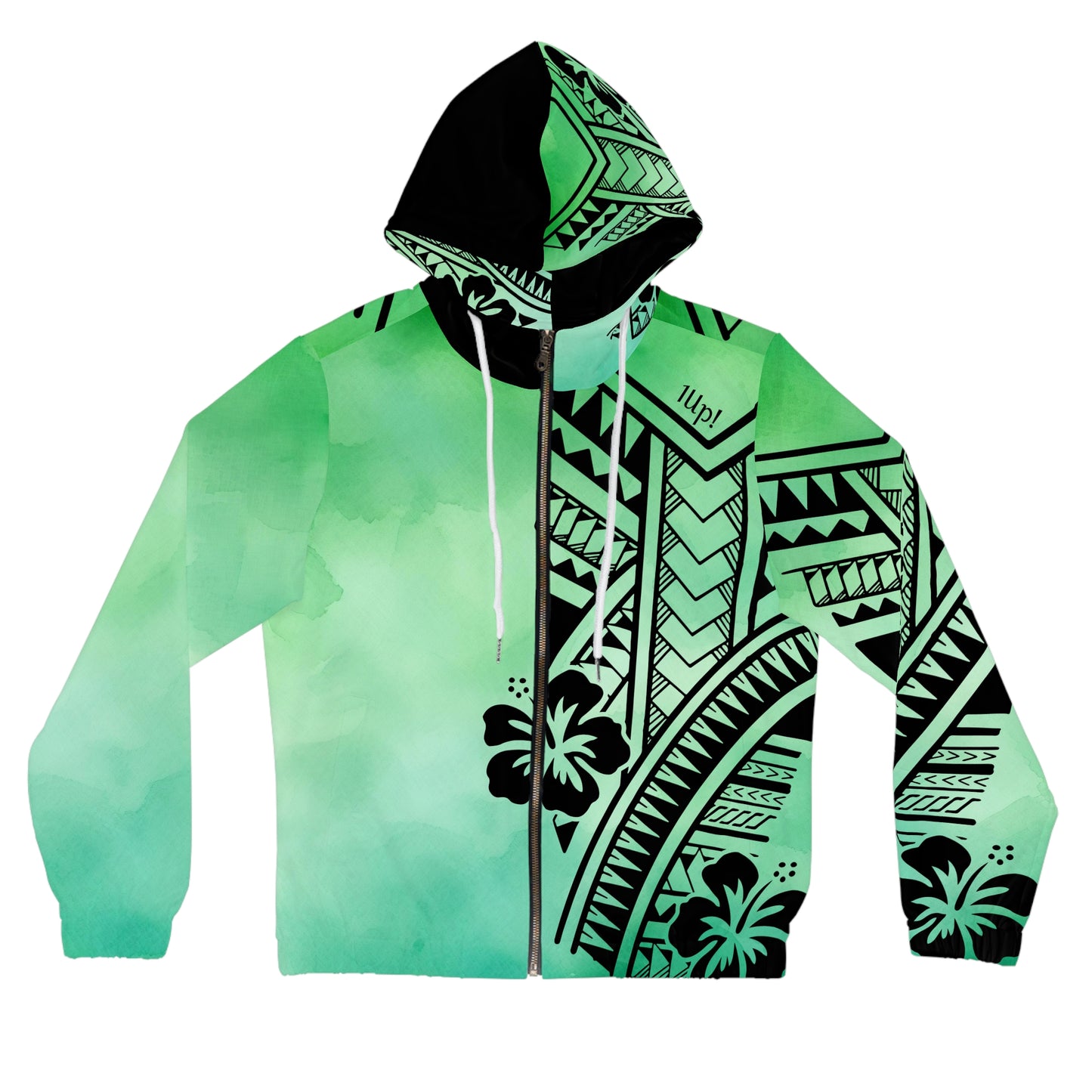 Polynesian Tribal Women’s Full-Zip Hoodie green dye 1Up! Everyday