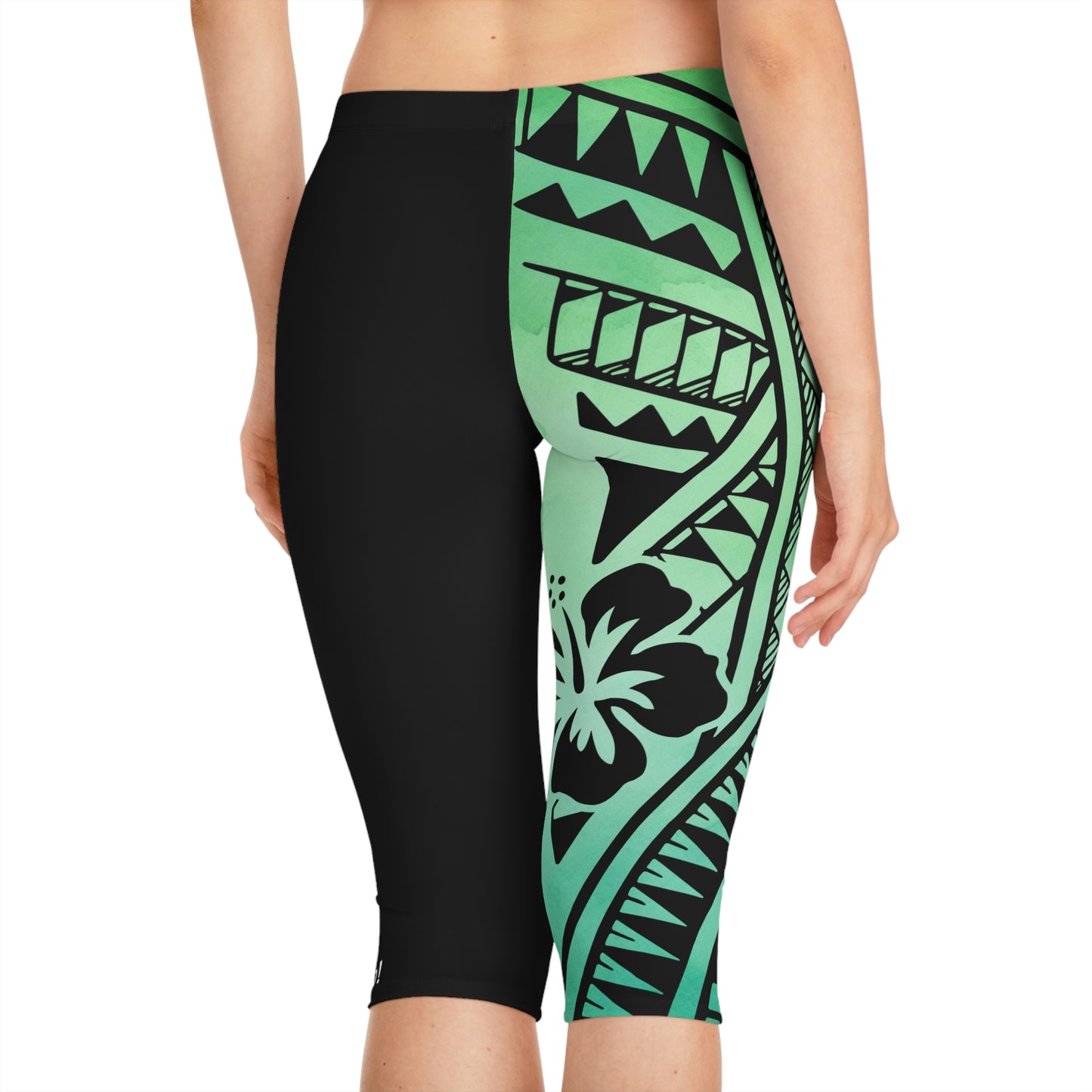 Polynesian Tribal Women's Capri Leggings green dye 1Up! Everyday