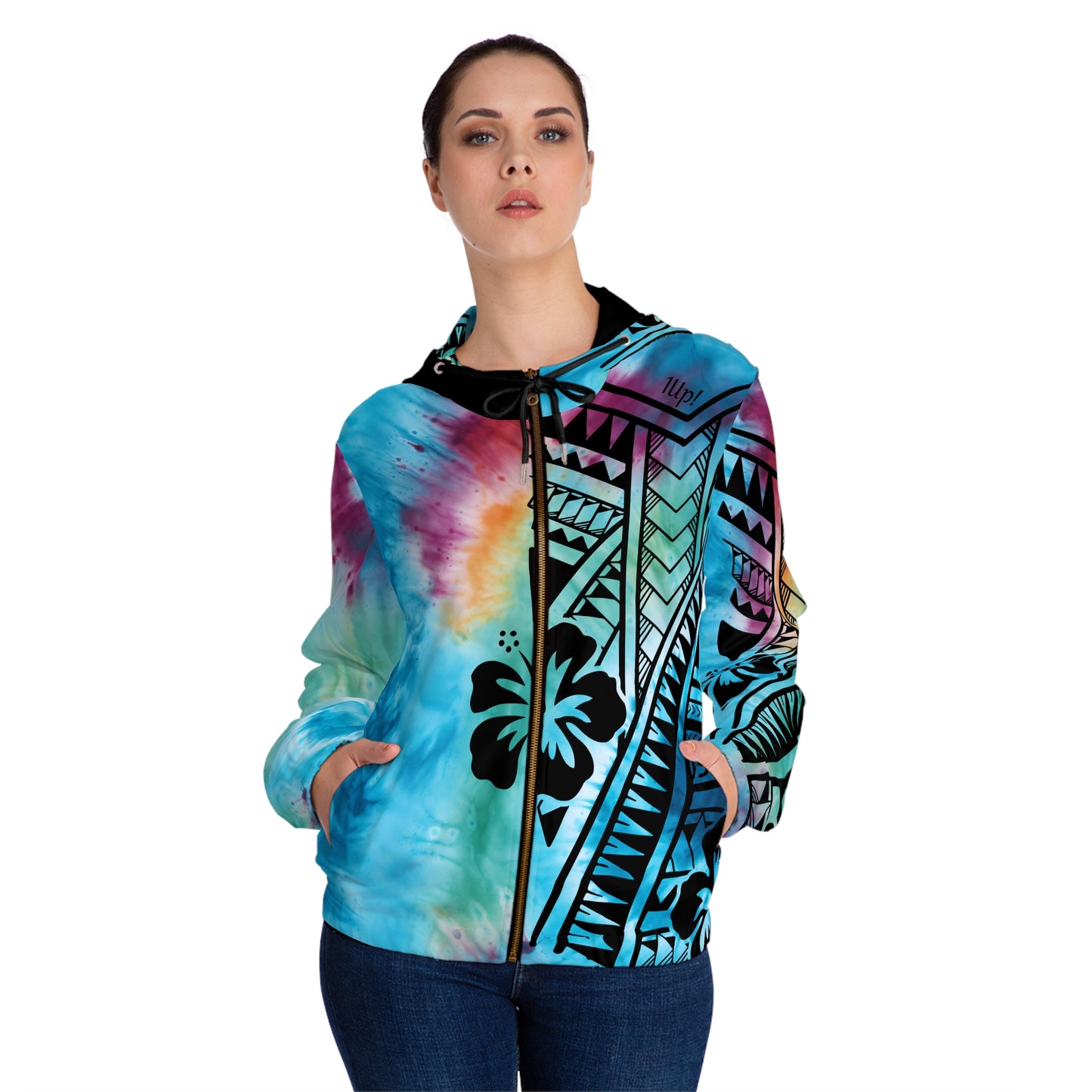 Polynesian Tribal Women’s Full-Zip Hoodie blue dye 1Up! Everyday