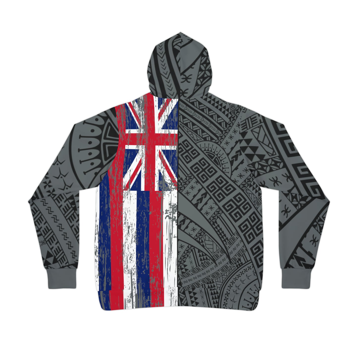 Polynesian Tribal w/ Hawaiian Flag Athletic Hoodie (AOP) 1Up! 1 grey