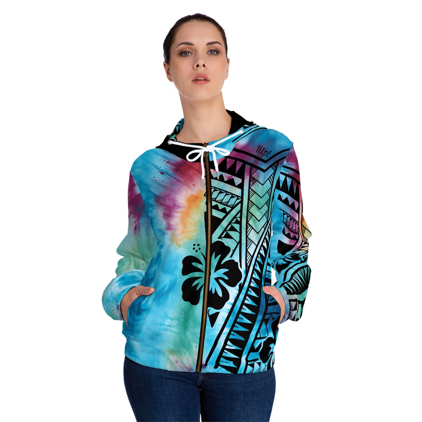 Polynesian Tribal Women’s Full-Zip Hoodie blue dye 1Up! Everyday