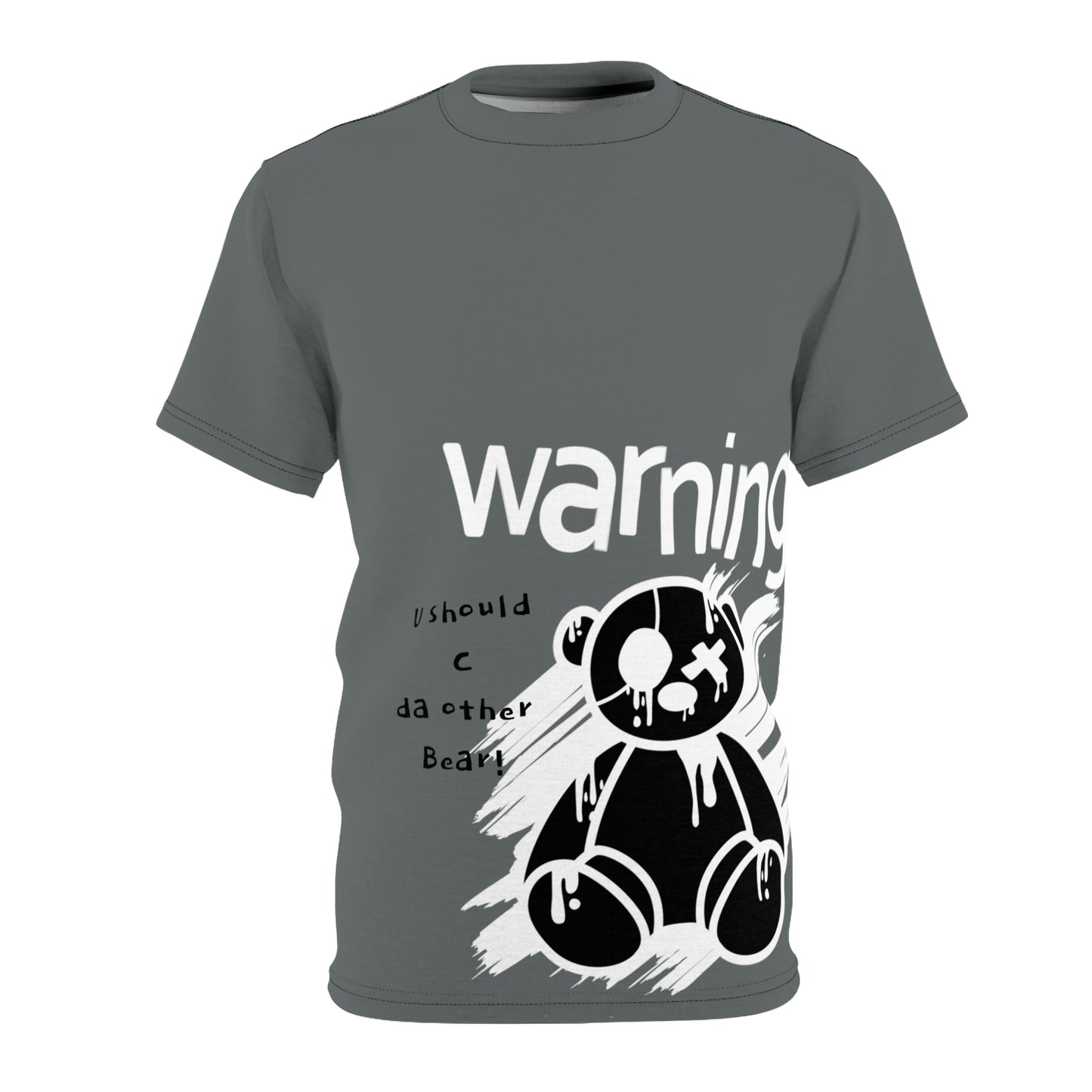 Bearurban Warning Unisex Cut & Sew Tee Streetwear 1 grey