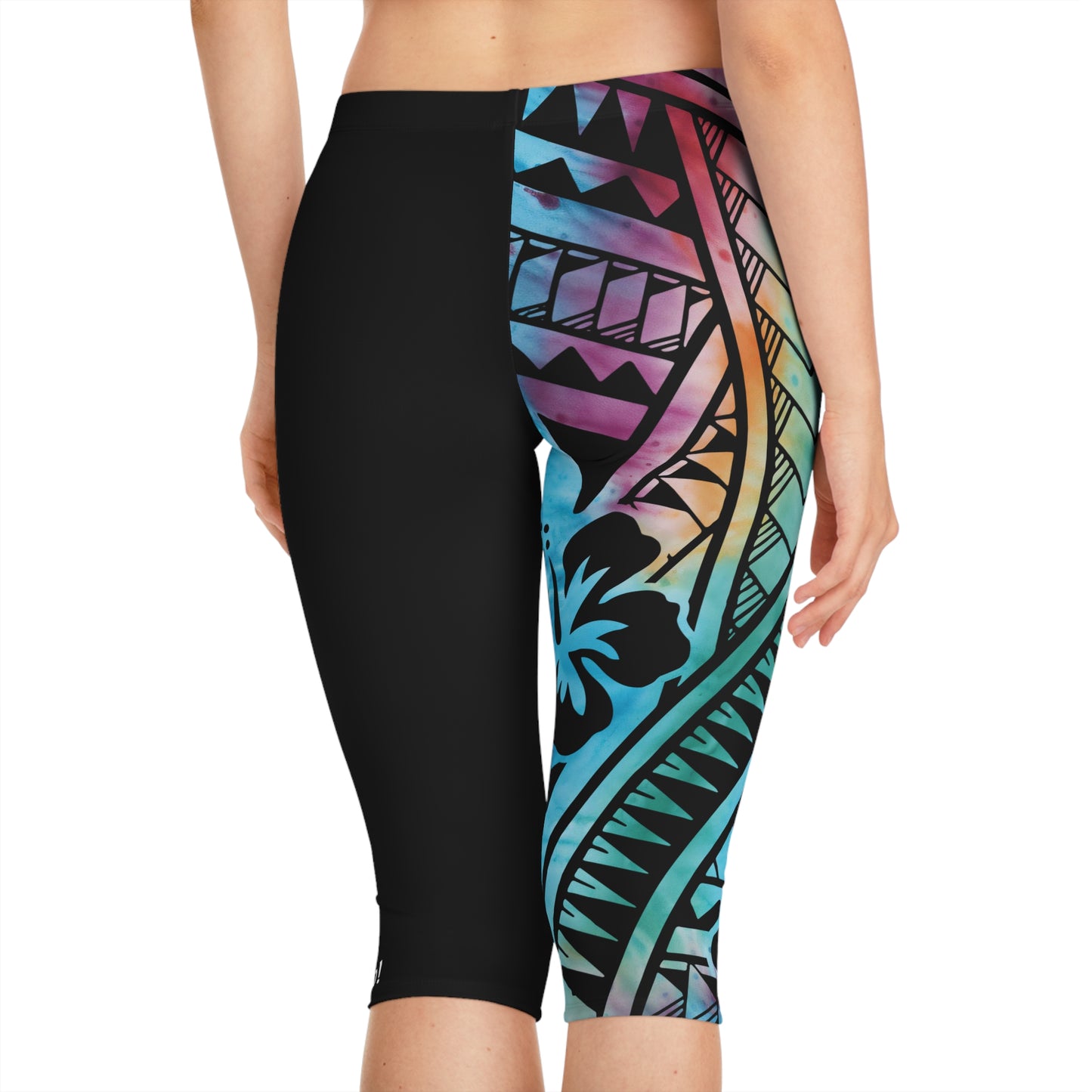 Polynesian Tribal Women's Capri Leggings blue dye 1Up! Everyday