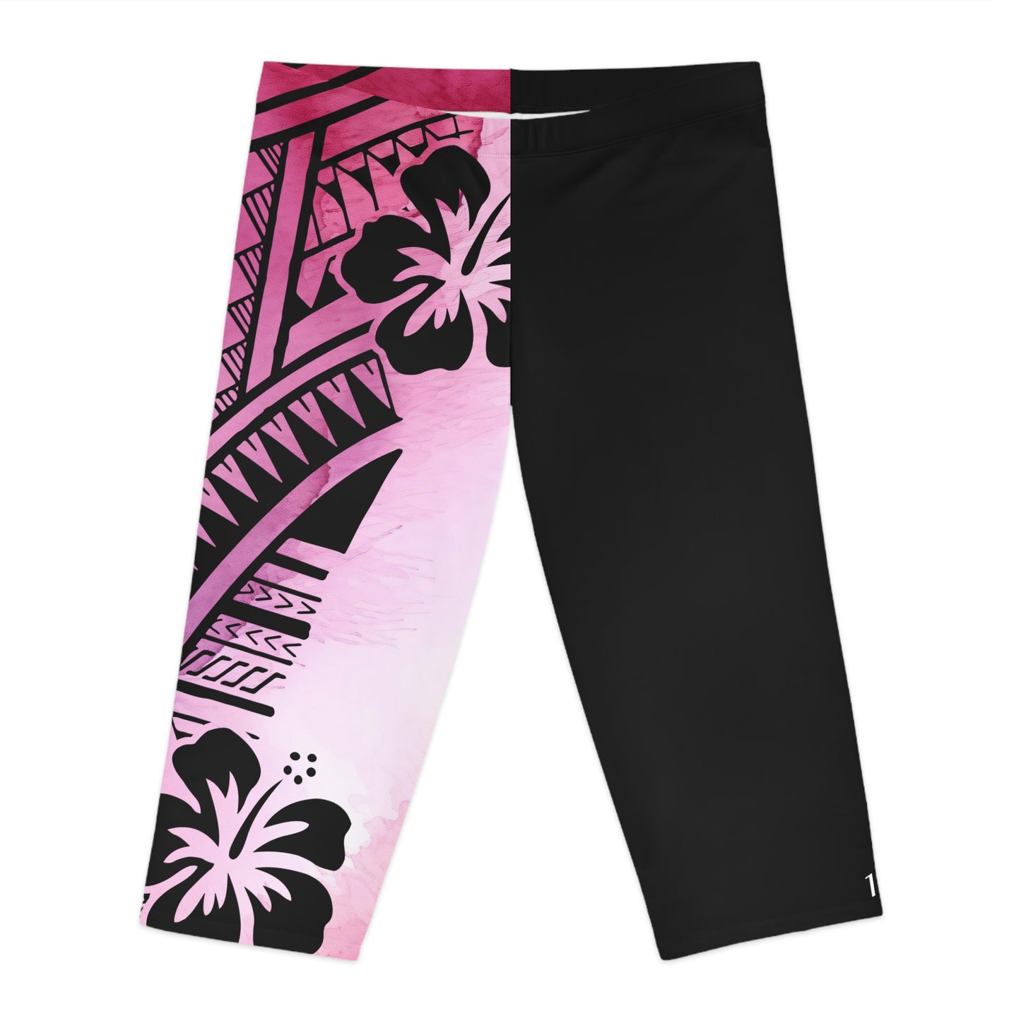 Polynesian Tribal Women's Capri Leggings pink dye 1Up! Everyday