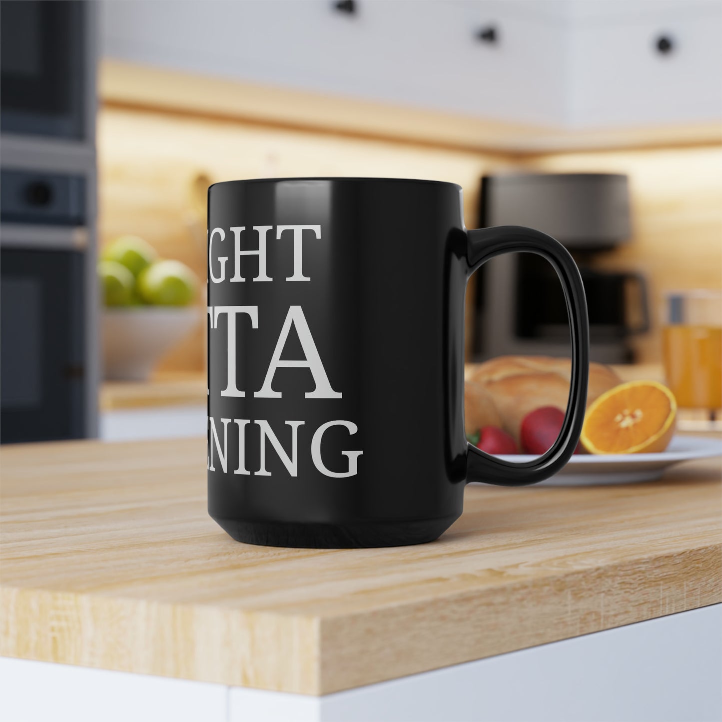 Straight Outta Gardening Custom Black Mug, 15oz