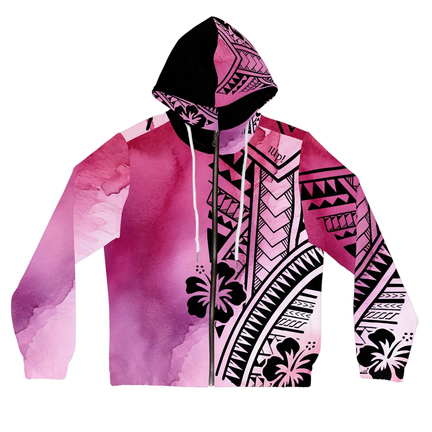 Polynesian Tribal Women’s Full-Zip Hoodie pink dye 1Up! Everyday