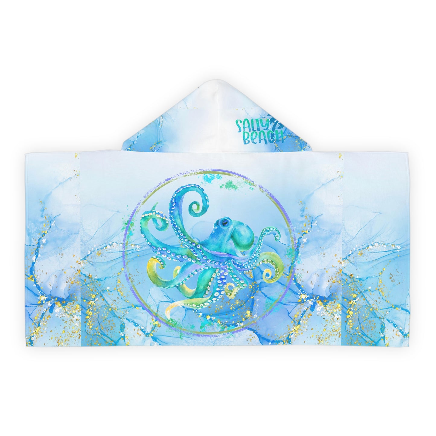 Youth Octopus Hooded Towel blue