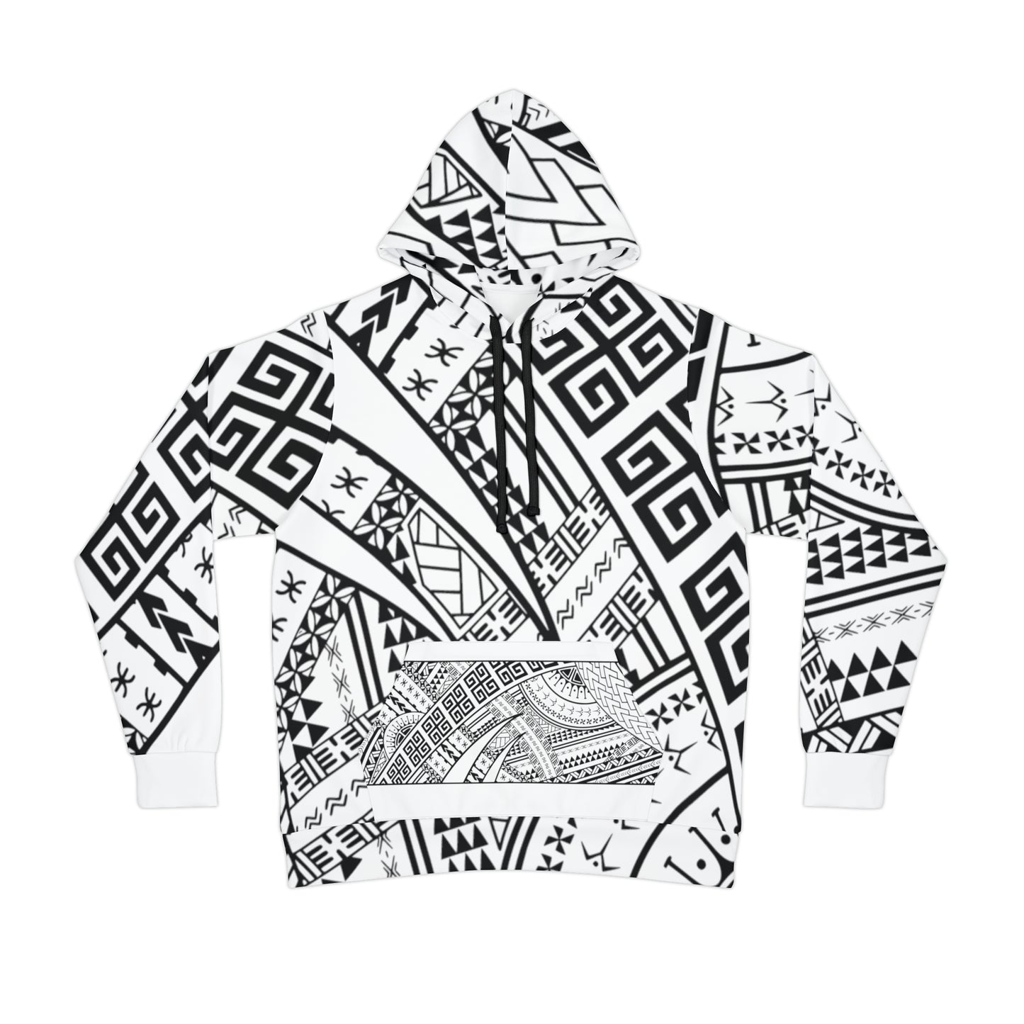 Polynesian Tribal w/ Hawaiian Flag Athletic Hoodie (AOP) 1Up! 1 white