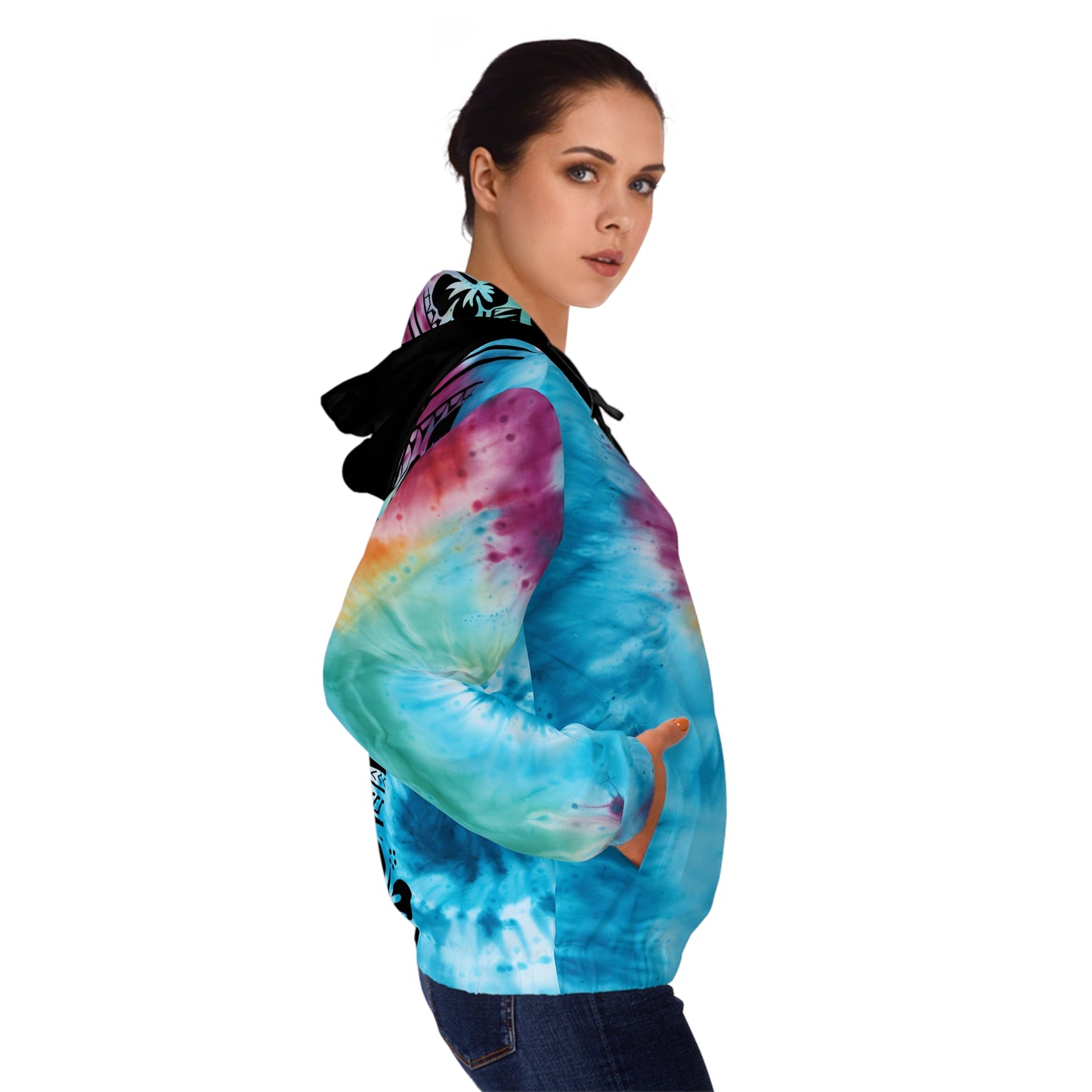 Polynesian Tribal Women’s Full-Zip Hoodie blue dye 1Up! Everyday