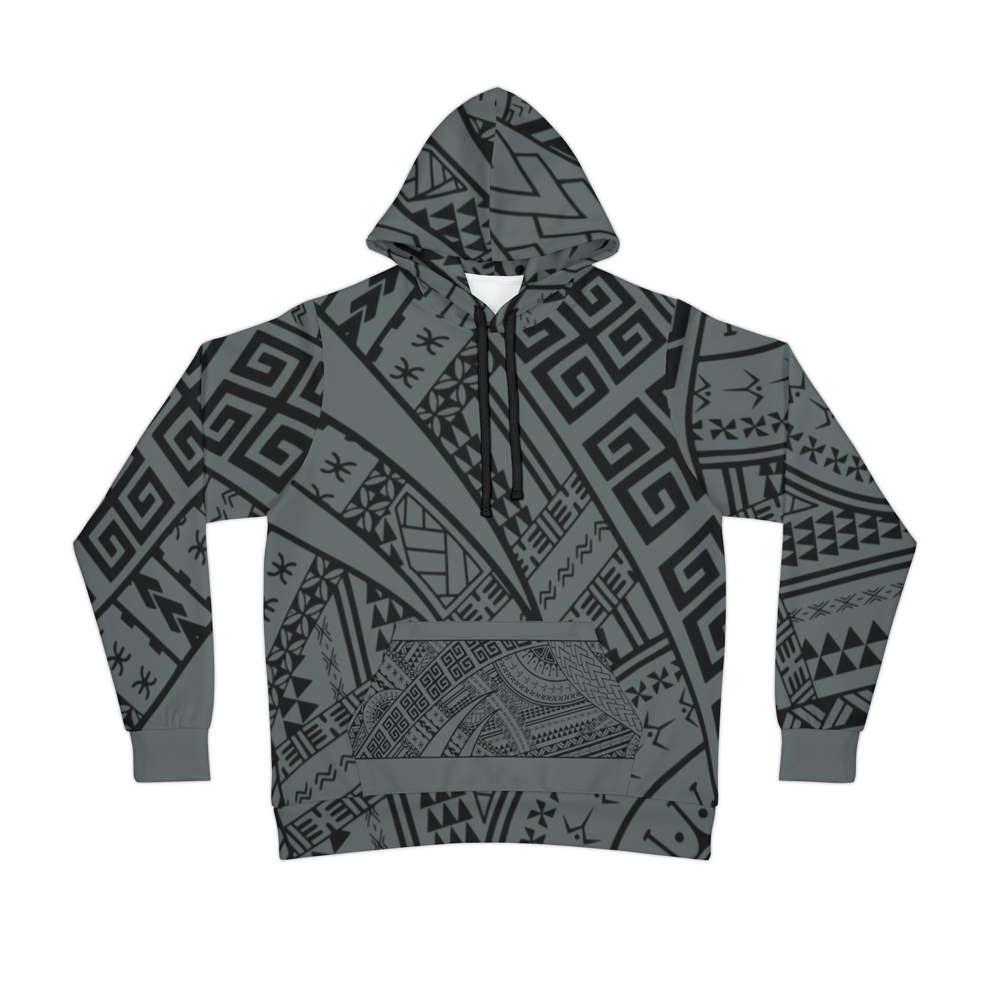 Polynesian Tribal w/ Hawaiian Flag Athletic Hoodie (AOP) 1Up! 1 grey