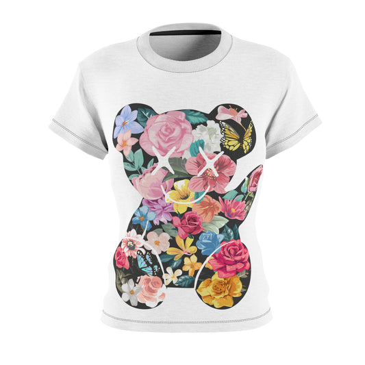 Custom Women's Bearurban Flower Bears Cut & Sew Tee (AOP) Streetwear white