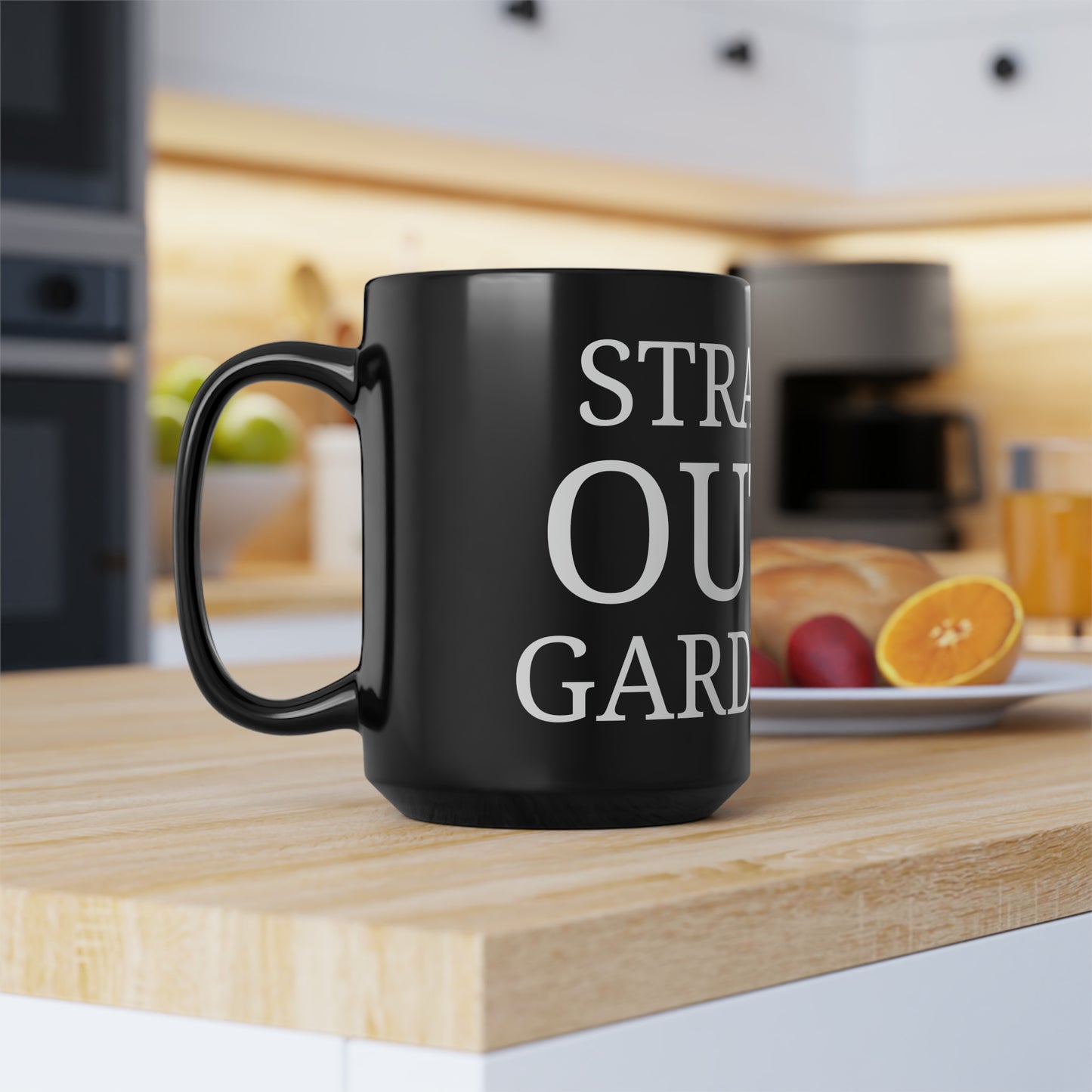 Straight Outta Gardening Custom Black Mug, 15oz