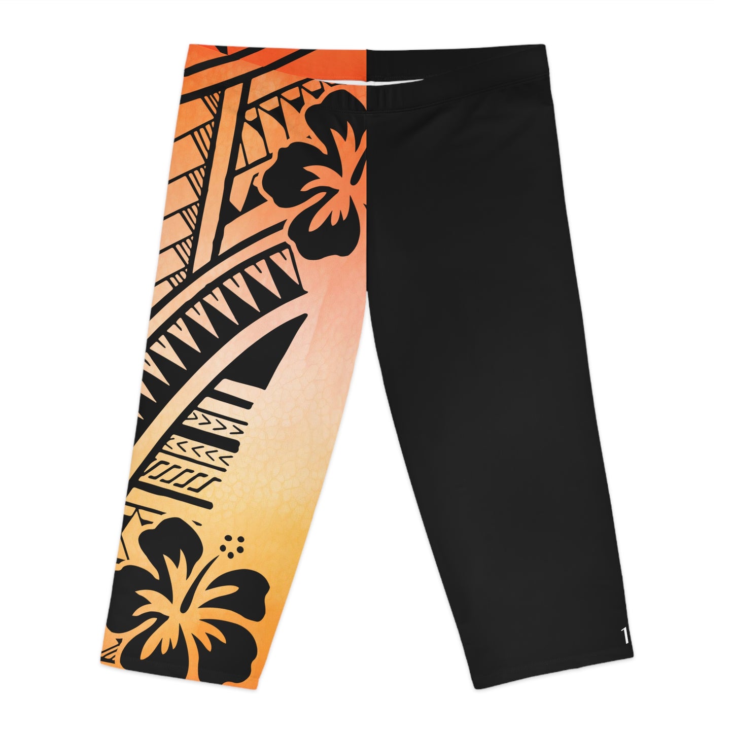 Polynesian Tribal Women's Capri Leggings orange dye 1Up! Everyday