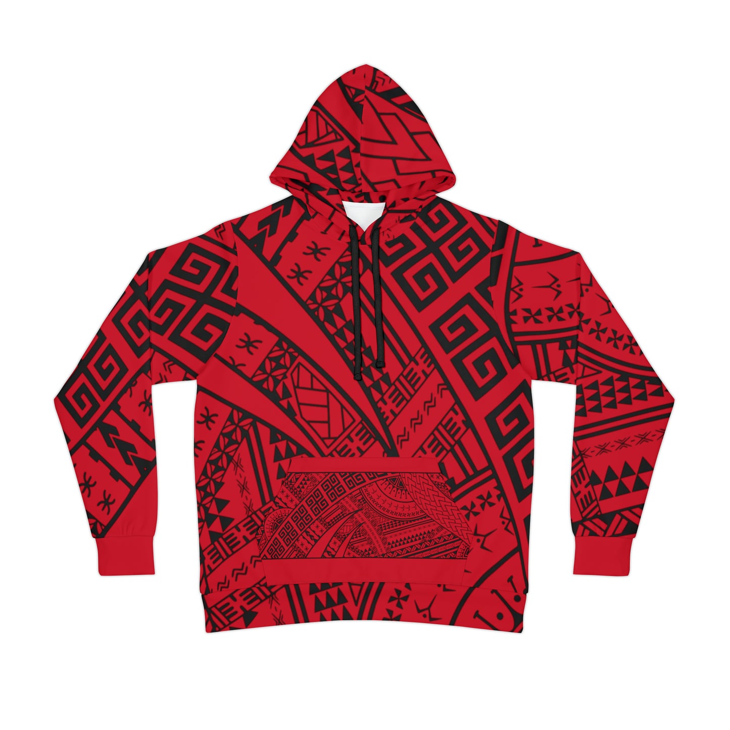 Polynesian Tribal w/ Hawaiian Flag Athletic Hoodie (AOP) 1Up! 2 red