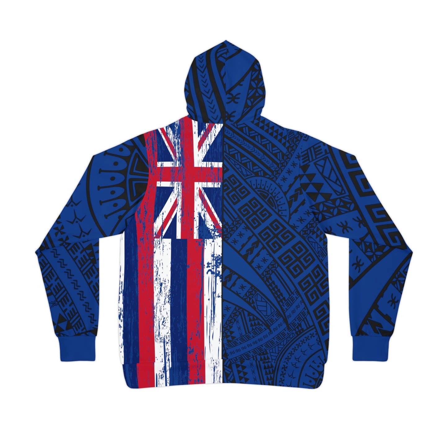 Polynesian Tribal w/ Hawaiian Flag Athletic Hoodie (AOP) 1Up! 4 blue