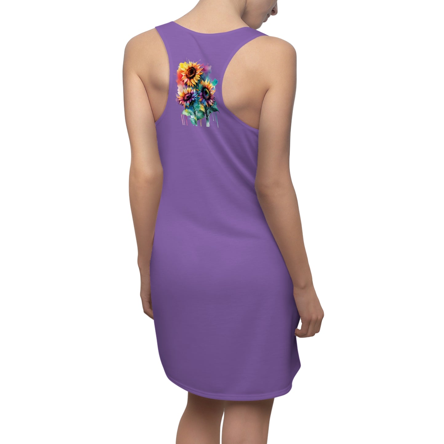 Multi-Color Sunflower Women's Cut & Sew Racerback Dress Purple