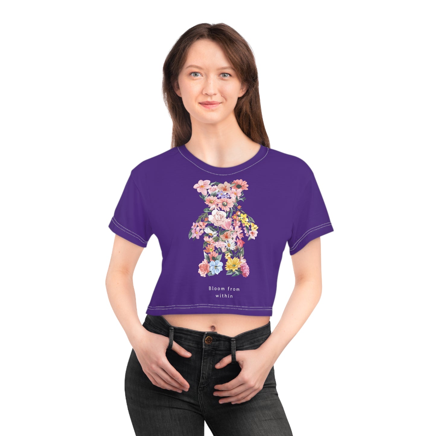 Custom Women's Bearurban Bloom From Within Crop Tee (AOP) Streetwear