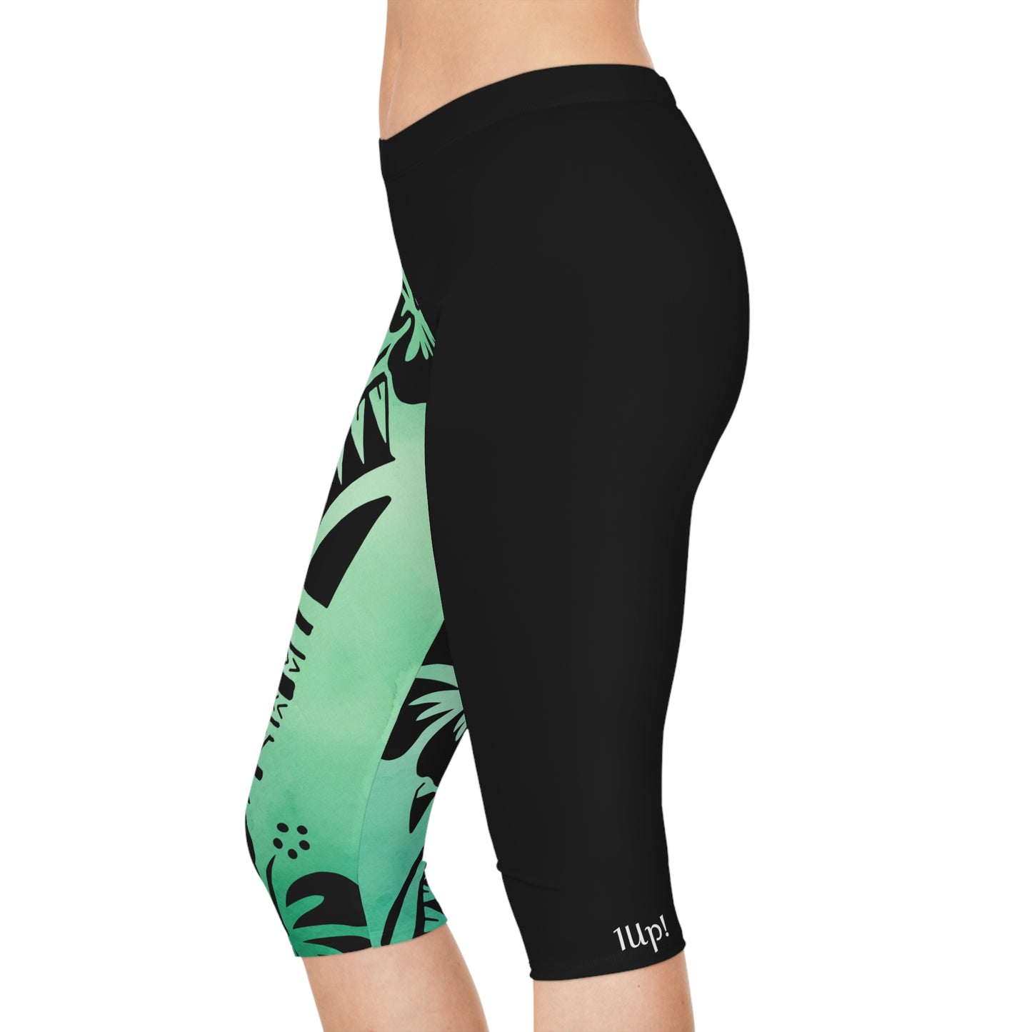 Polynesian Tribal Women's Capri Leggings green dye 1Up! Everyday