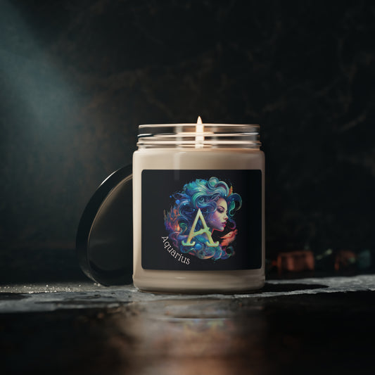 Astrology Aquarius Custom Scented Soy Candle, 9oz 1