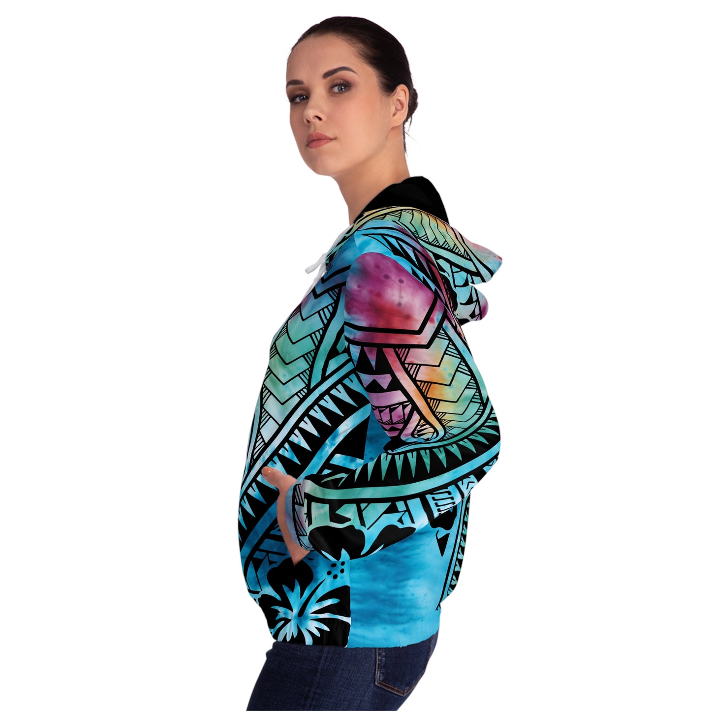 Polynesian Tribal Women’s Full-Zip Hoodie blue dye 1Up! Everyday