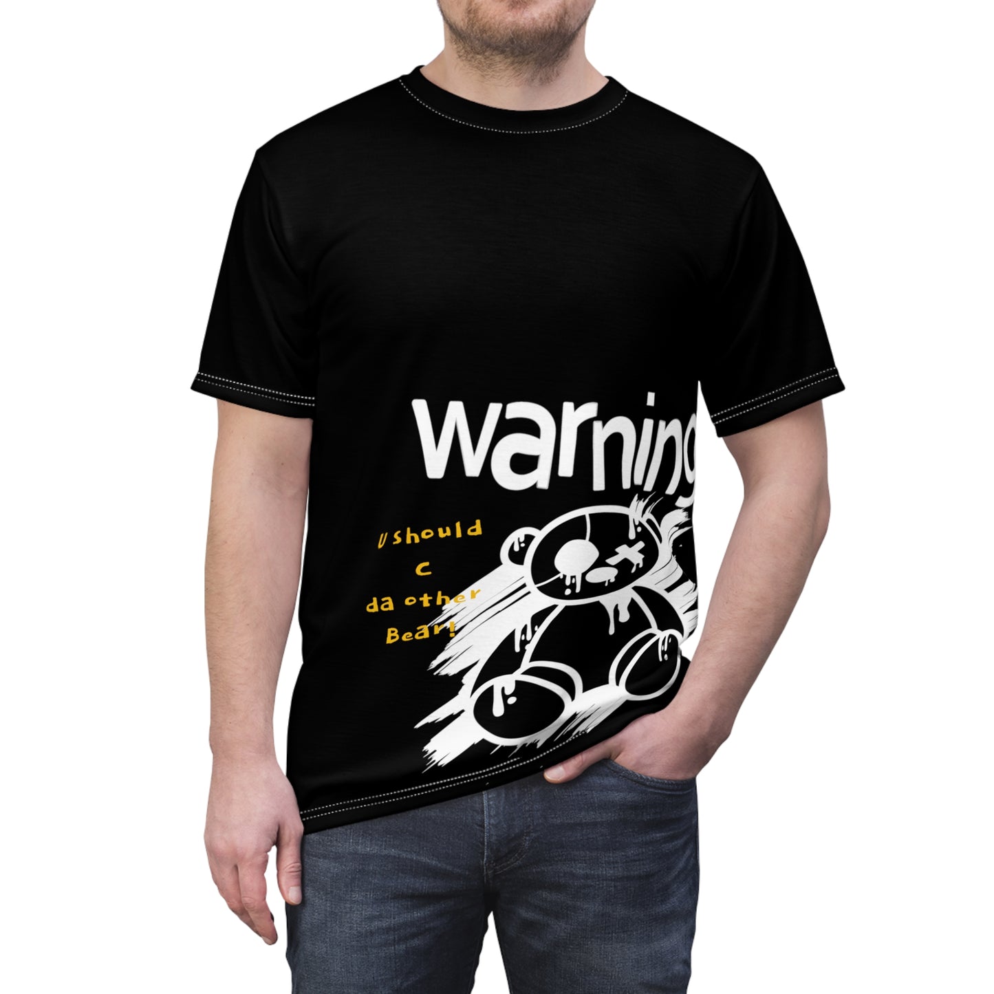 Bearurban Warning Unisex Cut & Sew Tee Streetwear 1 black