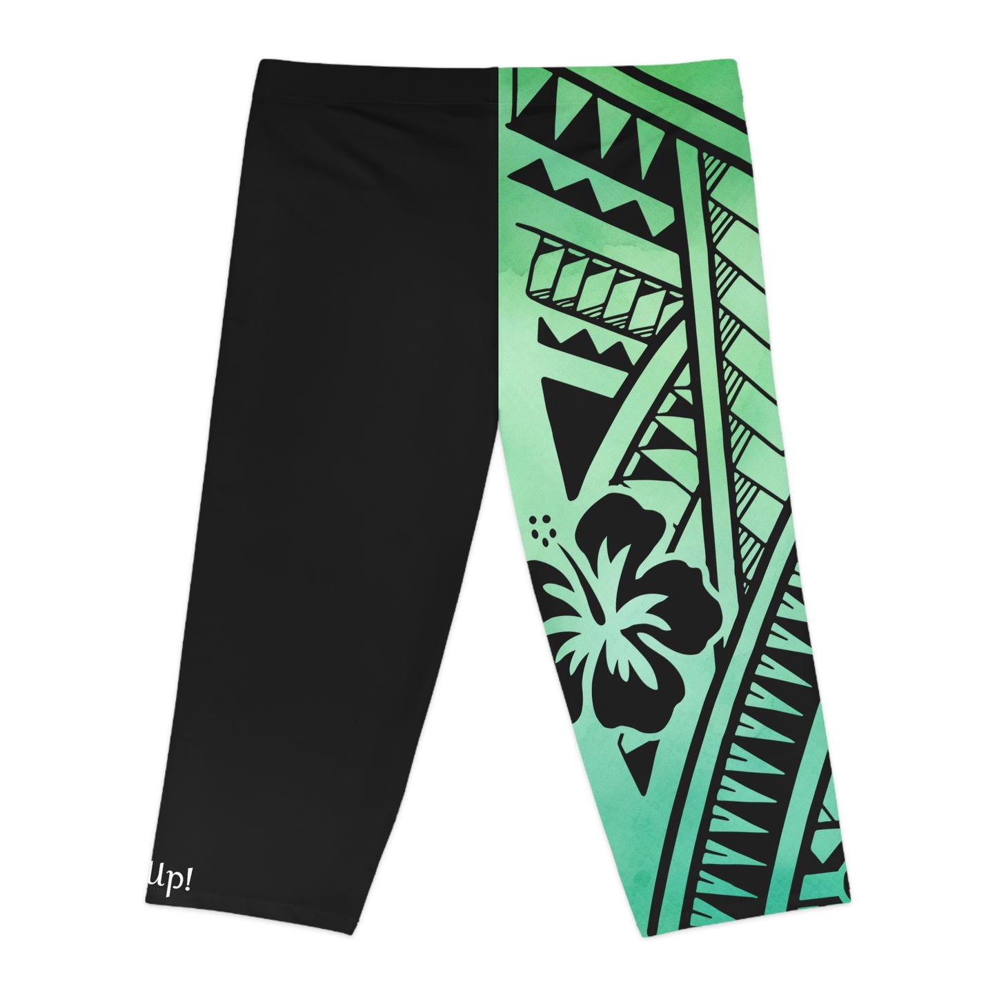 Polynesian Tribal Women's Capri Leggings green dye 1Up! Everyday