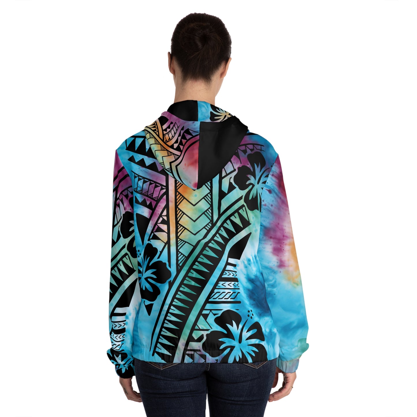 Polynesian Tribal Women’s Full-Zip Hoodie blue dye 1Up! Everyday