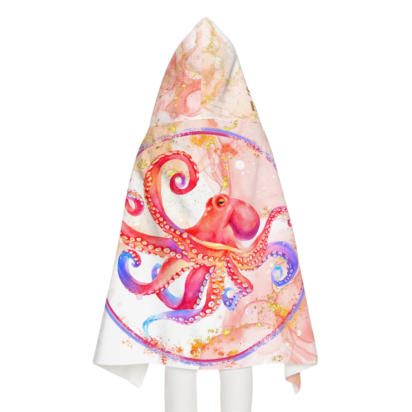 Youth Octopus Hooded Towel peach