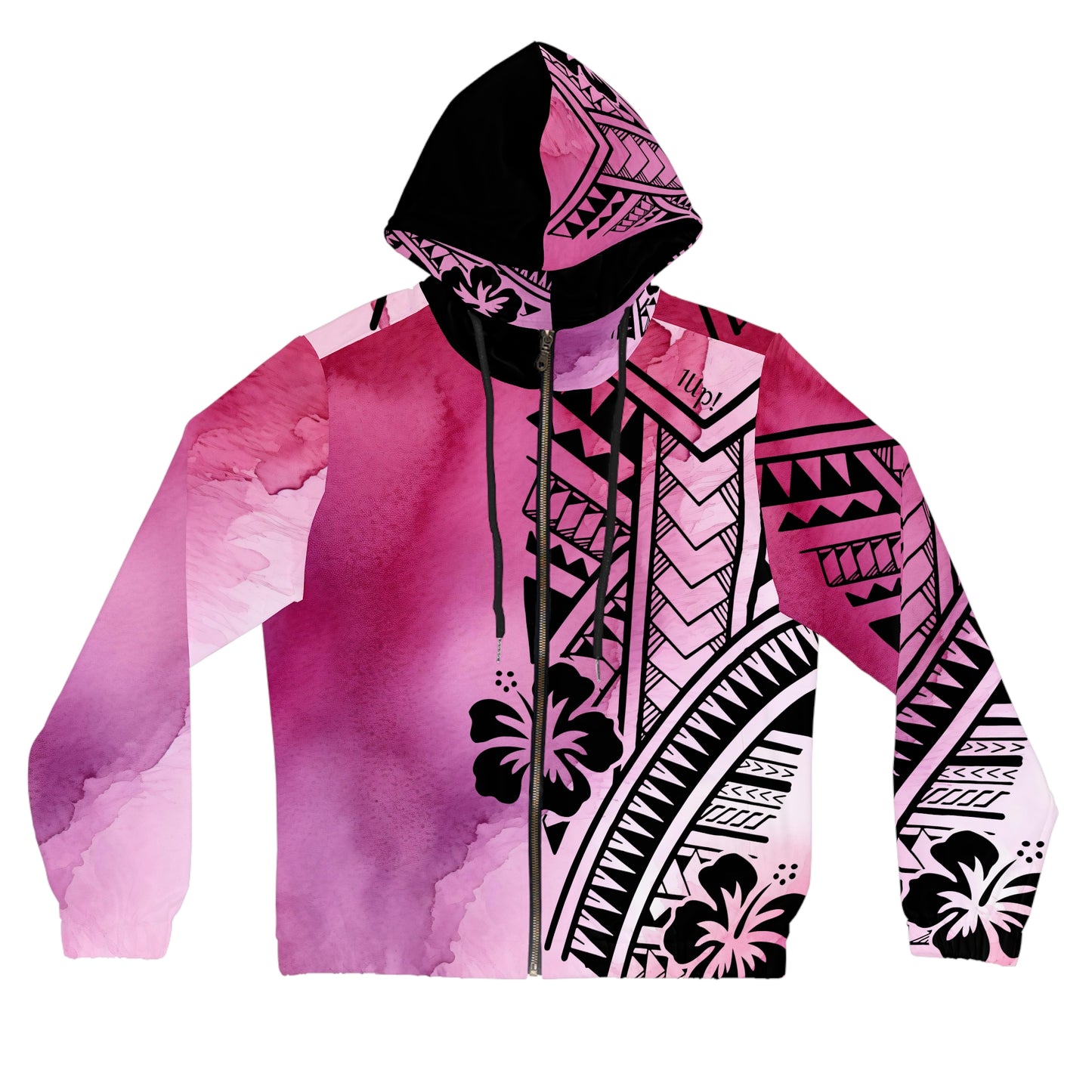 Polynesian Tribal Women’s Full-Zip Hoodie pink dye 1Up! Everyday