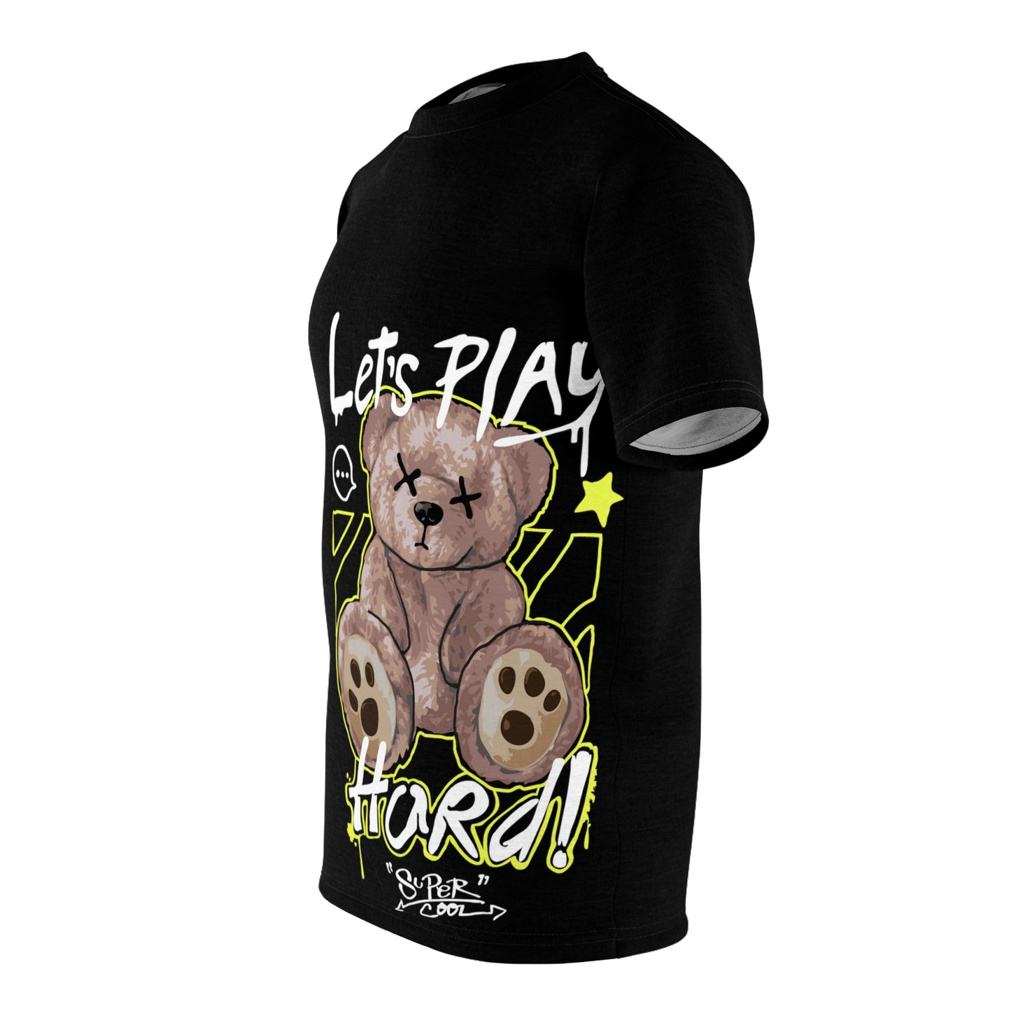 Custom Bearurban Let's Play Hard Unisex Cut & Sew Tee Streetwear 2 black