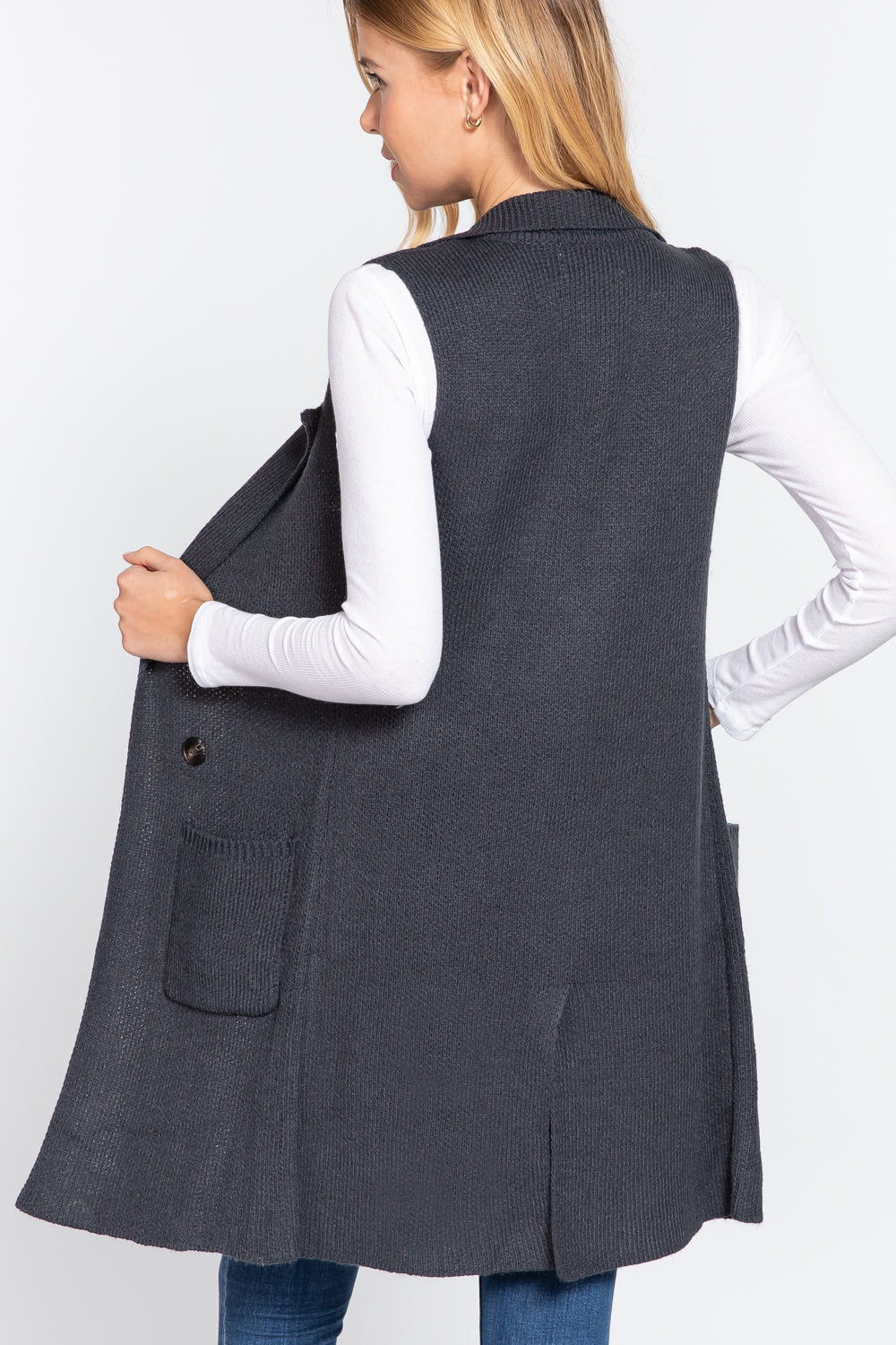 Sleeveless Long Sweater Vest